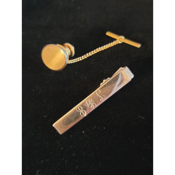 Vintage Cufflinks & Tie Clips Lot Various Designs Gold & Silver Tones For Men - Picture 9 of 9